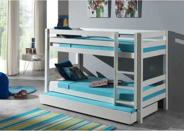 Vipack Furniture Etagenbett Pino aus massivem Kiefer mit Bettschublade, weiß, B/T/H: 90 x 200 x 140 cm - Bild 1