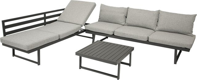 DEGAMO Funktions Lounge Set BOGOTA aus Aluminium in matt-grau mit hellgrauen Polstern - Bild 1