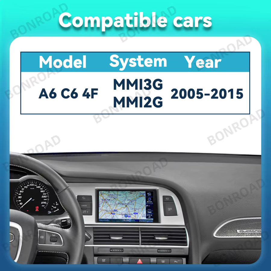BONROAD Multimedia-Autoradio mit 8,9 Zoll Touchscreen für Audi A6 C6 4F 2005-2015 MMI2G MMI3G in Schwarz mit Wireless CarPlay, Android Auto und Airplay - Bild 5