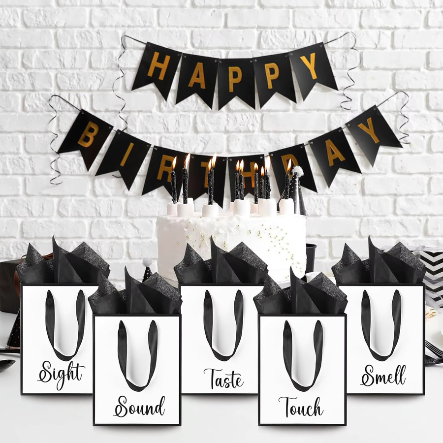10 Geschenktüten mit Griffen aus Goldfolie in Gold und Weiß für Geburtstag, Weihnachten, Hochzeit oder Babypartys - Bild 1