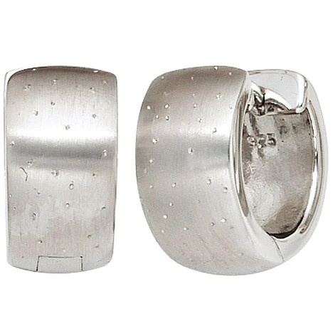 Colfem Creolen, 925 Sterling Silber, mattiert, Glitzereffekt, Unisex - Bild 1