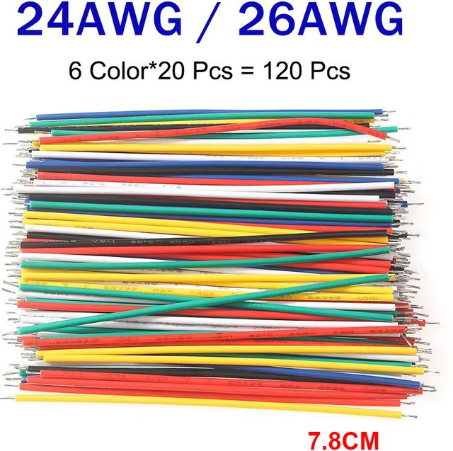 120 Stück 26AEG 24AWG verzinnte Jumper-Draht-Set in 6 Farben für PCB-Breadboard-DIY-Projekte, Länge: 7,8 cm - Bild 1