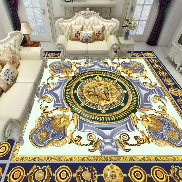Karpetti Luxus Teppich in Gold und Multicolour, geometrisches Design, rutschfest und waschbar, B/T: 60 x 90 cm - Bild 1