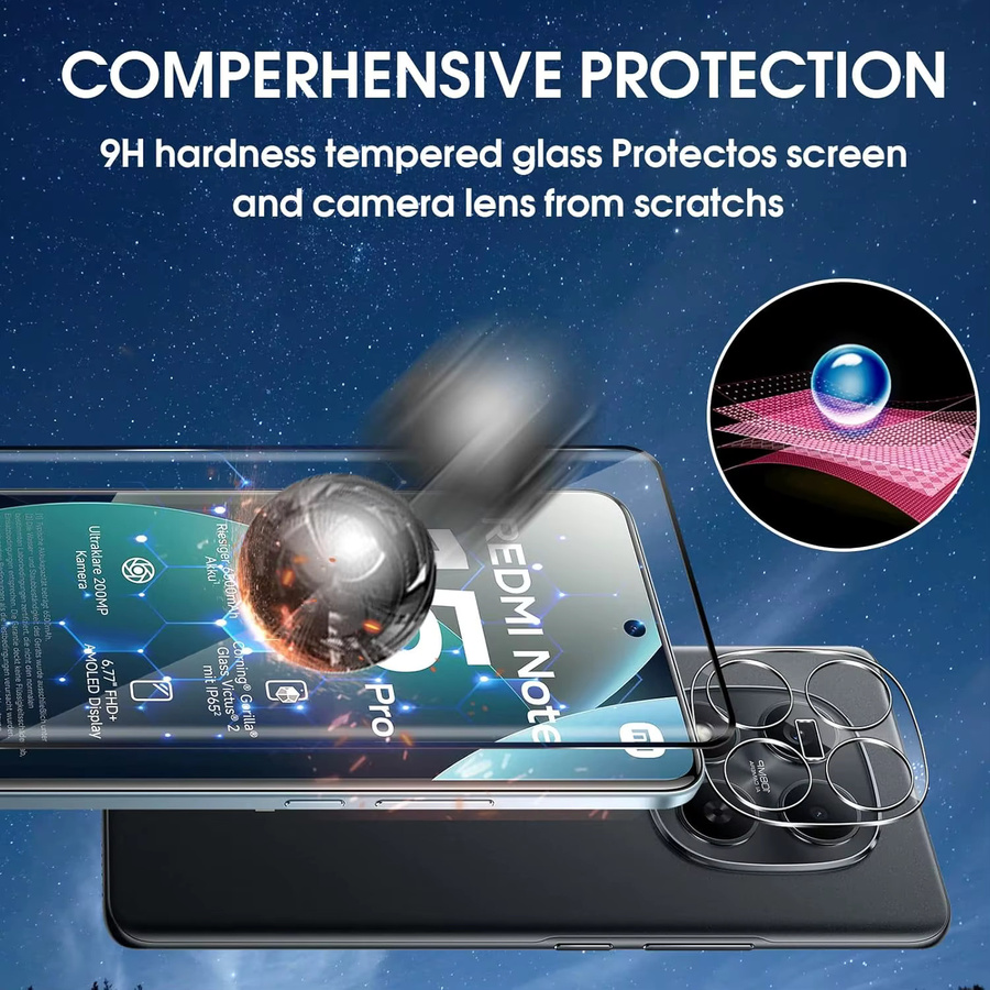 Xiaomi Redmi Note 15 Pro 4G Displayschutzfolie aus 3D 9H gehärtetem Glas inklusive Kameralinsen-Schutzfolie, transparent - Bild 5