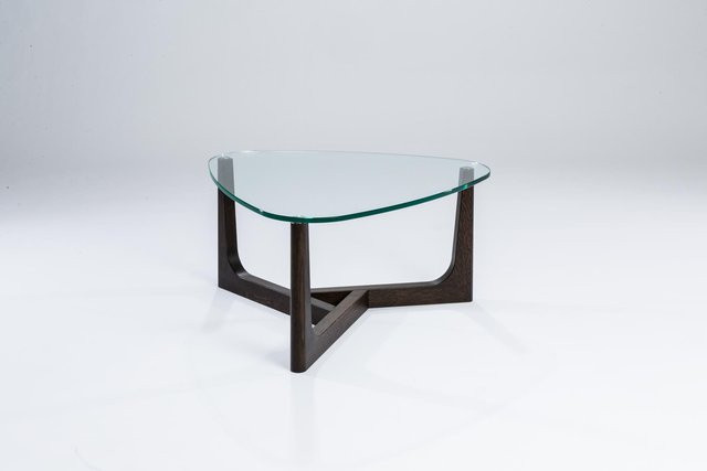 Couchtisch 7156 HASSE in Modern Design mit Klarglas und Mooreiche, B/T/H: 70 x 70 x 36 cm - Bild 1