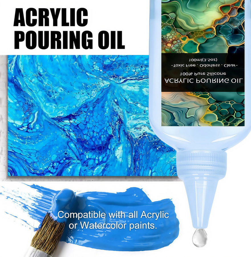 Silikon-Ausgießöl transparentes 100 % Silikonöl-Ausgießmedium für Acrylfarben und Zellkreationen - Bild 4