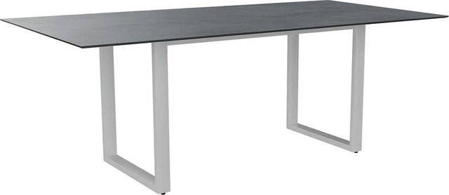 Stern Kufentisch Silverstar 2.0 aus Aluminium in Weiß mit Tischplatte in Zement-Dekor, B/T: 200 x 100 cm - Bild 1