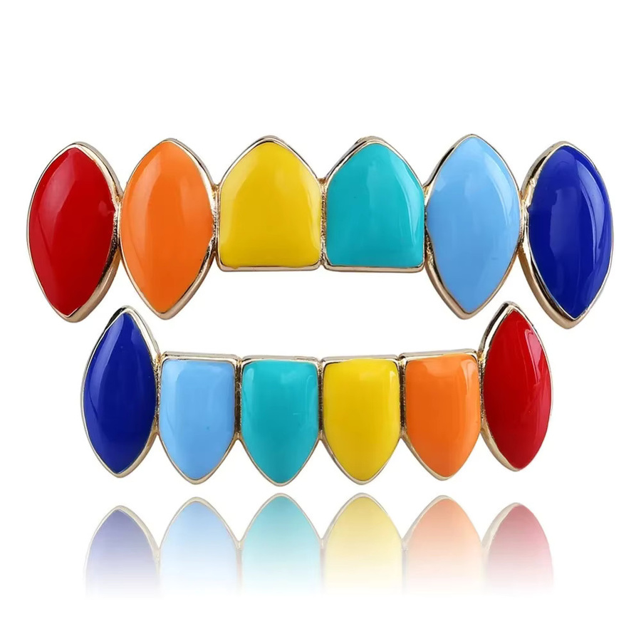 JINAO Grillz, Regenbogen, Gold Silber Farbe, Unisex - Bild 1