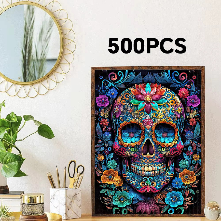 AZNM Mexikanisches Tag der Toten Puzzle, Catrina Skull & Sugar Skull, Bunt / Mehrfarbig - Bild 3