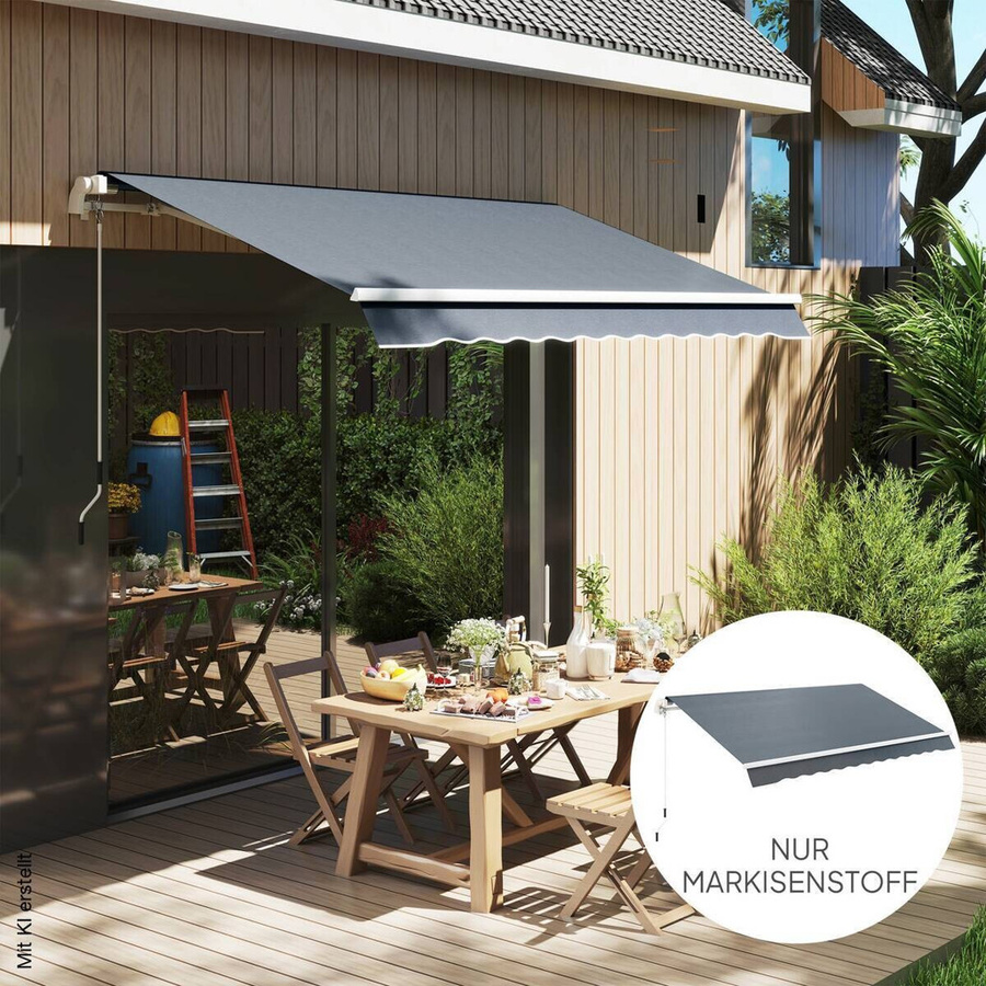 Outsunny Markisenbespannung aus Polyester in Grau mit UPF 50+, Breite: 250 cm, Höhe: 1 cm, Länge: 382 cm - Bild 5