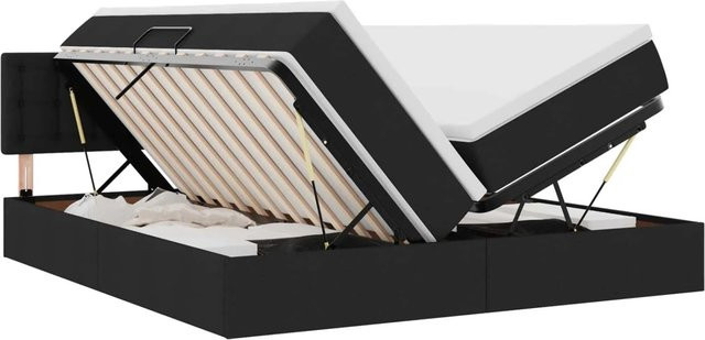 vidaXL Modernes Hybrid-Bett mit LED-Unterbettbeleuchtung und Lift-up-Basis in Schwarz, B/T: 180 x 200 cm - Bild 1