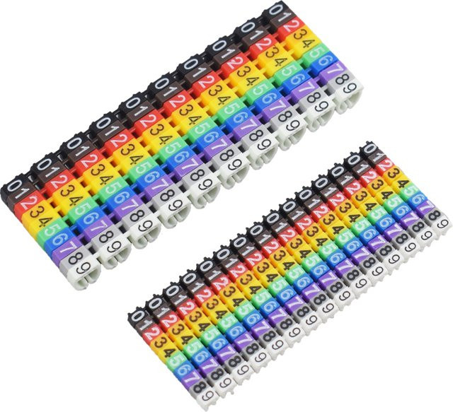 100 Stück bunte Kabelmarkierungen C-Typ Etiketten für 2–3 mm Draht aus Kunststoff - Bild 1