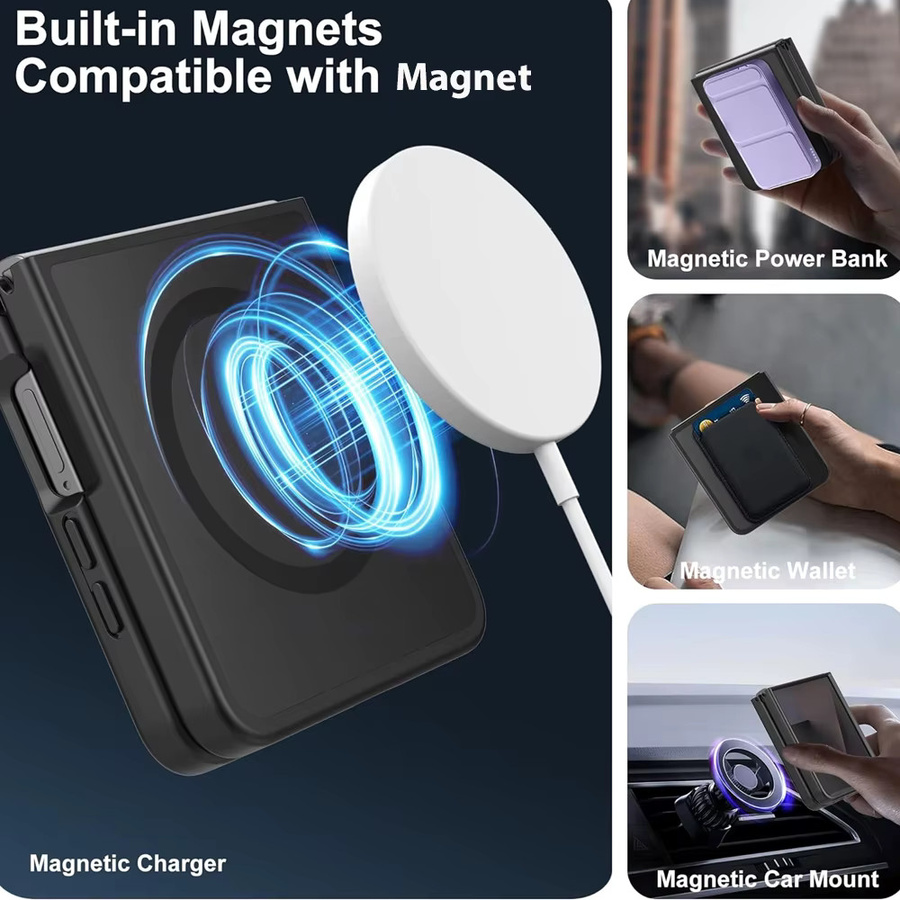 UYUXIO Magnetische Kabellose Ladehülle für Samsung Galaxy Z Flip 7, Schlanke Robuste Durchsichtige Abdeckung in Transparent oder Schwarz - Bild 4