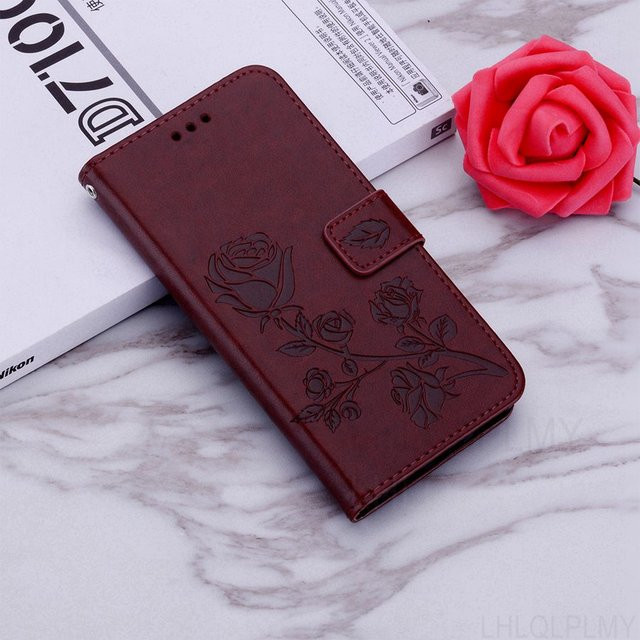 Rosenleder Wallet Flip Case Hülle für Samsung Galaxy A-Serie und S-Serie in Braun - Bild 1