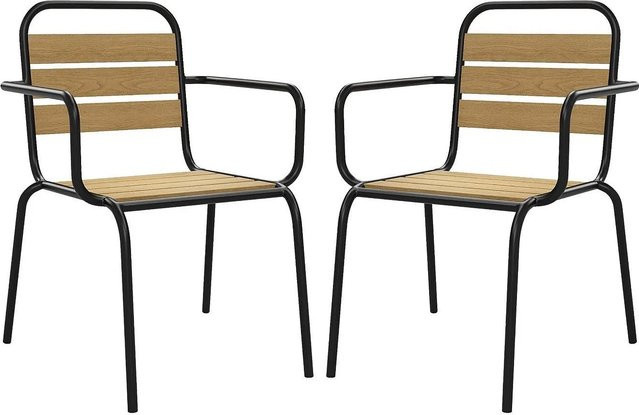 Gartenstuhl MYLIA von Vente-unique in Schwarz aus Polywood und Metall, stapelbar - Bild 1