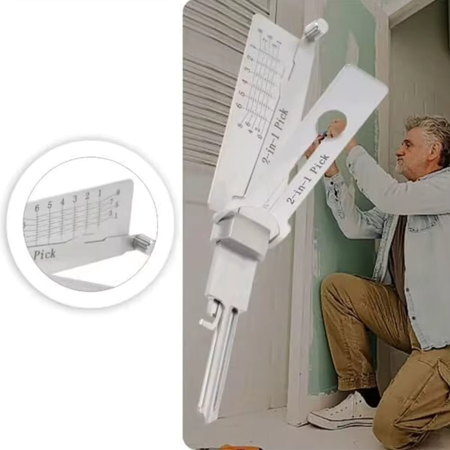 APWIKOGER 2-in-1 Edelstahl Schlüssel Decoder und Präzisions-Haken-Pickup Set in Silber für Schloss Wartung und Reparatur - Bild 2