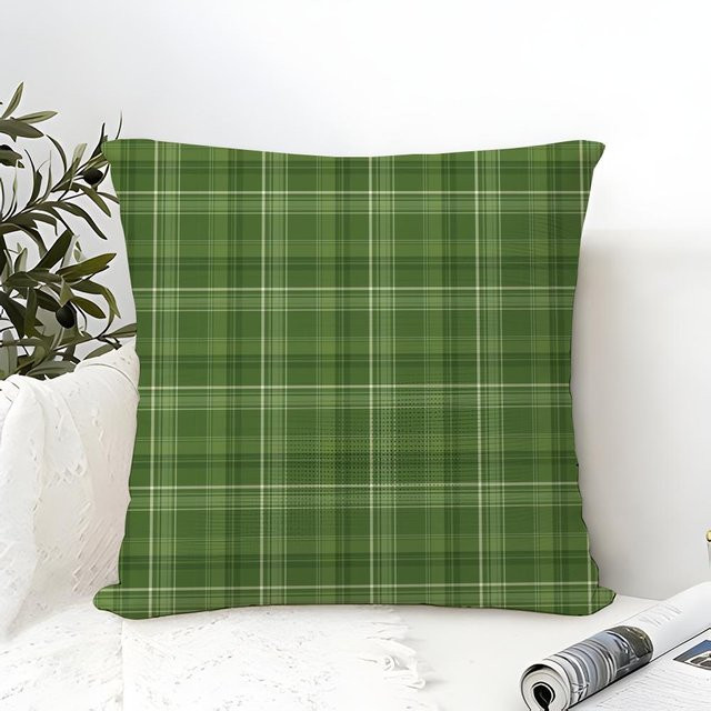 JMG Clothing Kissenbezug aus Leinen mit grünem Retro-Karomuster, B/B/H: 50 x 50 x 0 cm - Bild 1