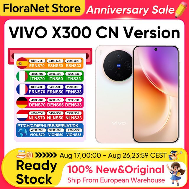 Vivo X300 5G Smartphone in Weiß mit 6,31 Zoll 120Hz AMOLED Display, 200MP Zeiss Triple Kamera, Dimensity 9500 Prozessor und 6040mAh Akku mit 90W Super OOC Schnellladung - Bild 1