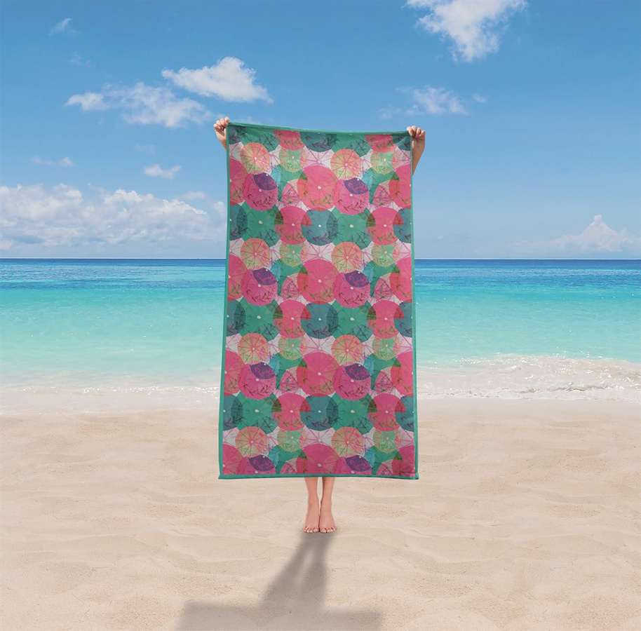 Sympathica Family Strandtuch aus Baumwolle, Multicolour und Weiß, B/B: 100 x 170 cm - Bild 1