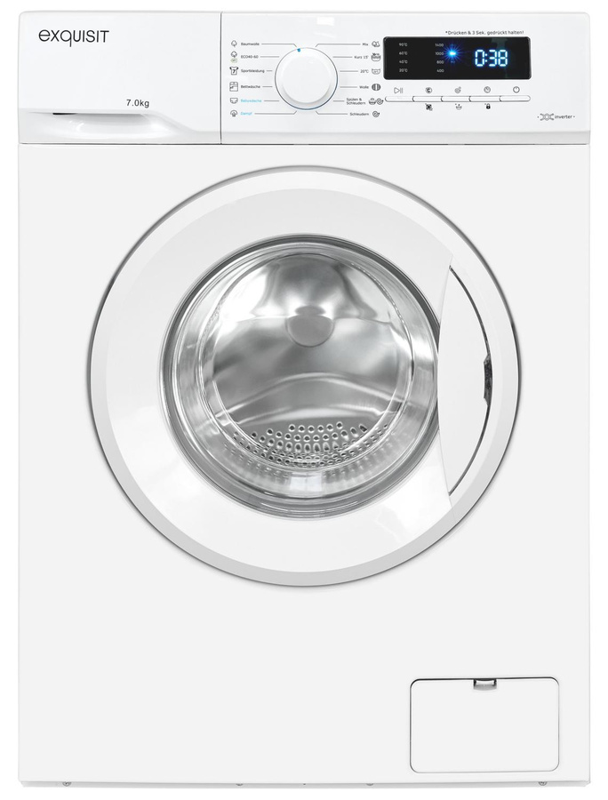 Exquisit WA7014-021A Frontlader Waschmaschine mit 7 kg Kapazität, 1400 U/min und 76 dB - Bild 1