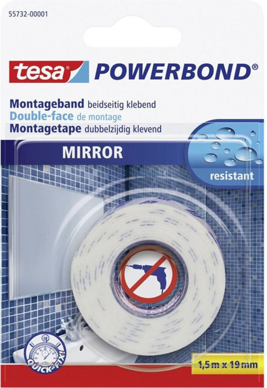 tesa Powerbond Montageband Mirror weiß transparent, Länge: 1,5 m, Breite: 19 mm - Bild 2