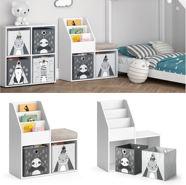 Vicco Kinderregal Luigi als Bücherregal und Spielzeugablage mit Faltboxen und Rückwand - Bild 1