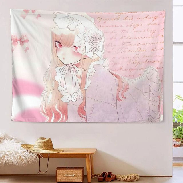 VIKAMA Marin Beichuan Anime Wandteppich, Dekorative Wandillustration in Pink, B/H: 75 x 58 cm - Bild 1