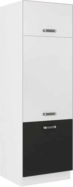 Küchen Gerätehochschrank Omega 240 Schwarz Weiss mit 3 Türen und Einlegeböden Breite: 60 cm - Bild 1