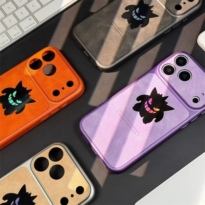 Potdemiel Anime Gengar Handyhülle mit Ledertextur und Laser-Design für iPhone 17 16 15 14 13 Max stoßfeste Schutzhülle - Bild 3