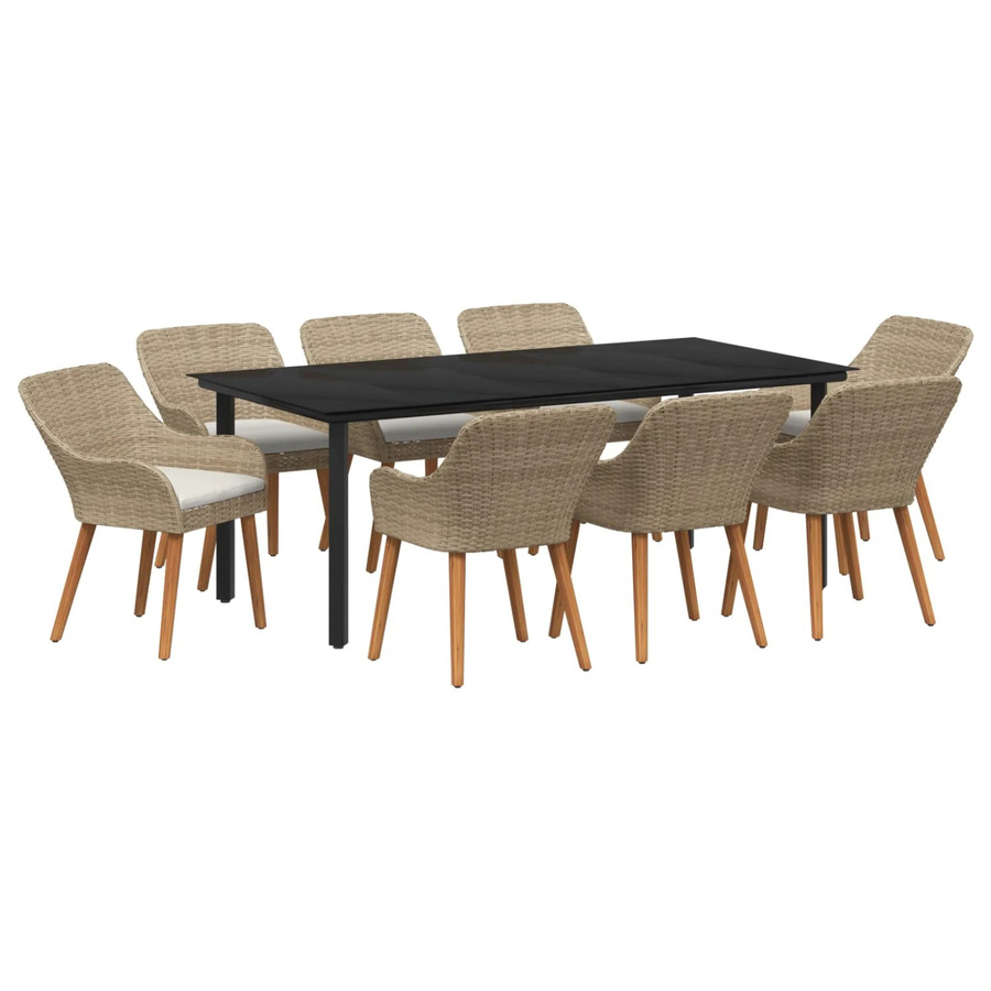 vidaXL 9-teilige Garten Essgruppe aus Poly Rattan in Beige für Terrasse und Garten - Bild 2