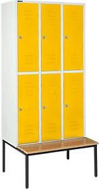 Schäfer Shop Select Kleiderspind mit Sitzbank und 3x2 Abteilen, gelb, Zylinderschloss - Bild 1