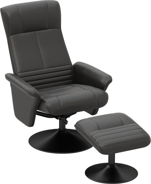 HOMCOM Relaxsessel mit Fußhocker in Schwarz aus Polyester und Stahl, moderner Schaukelstuhl mit Armlehnen, Tiefe: 69 cm, Breite: 71 cm, Höhe: 104 cm - Bild 1