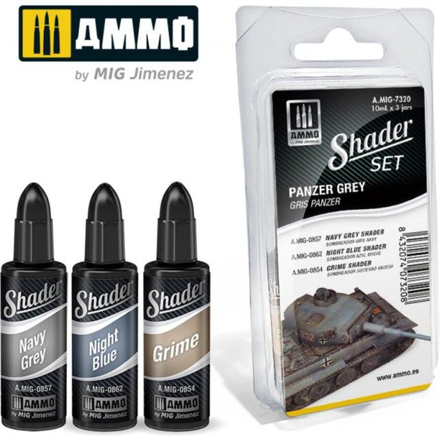 AMMO by MIG Jimenez Shader Set Panzer Grey, Grau - Bild 1