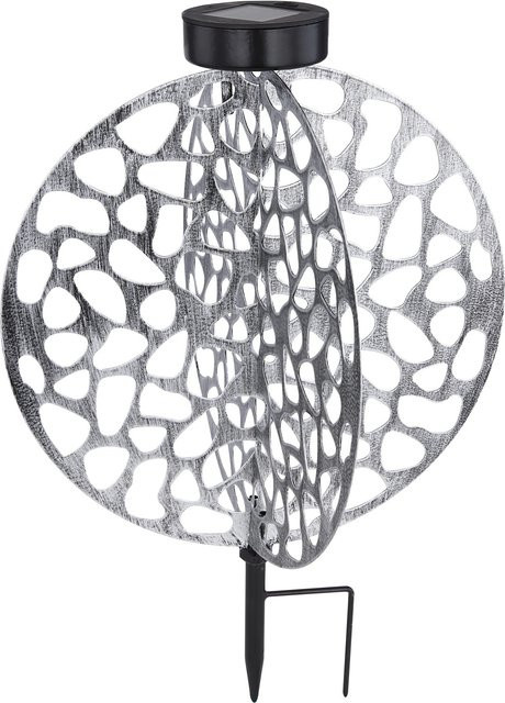 Globo LED-Solaraußenleuchte aus Metall in Silber mit Erdspieß und Dämmerungssensor für Garten und Außenbereich - Bild 1