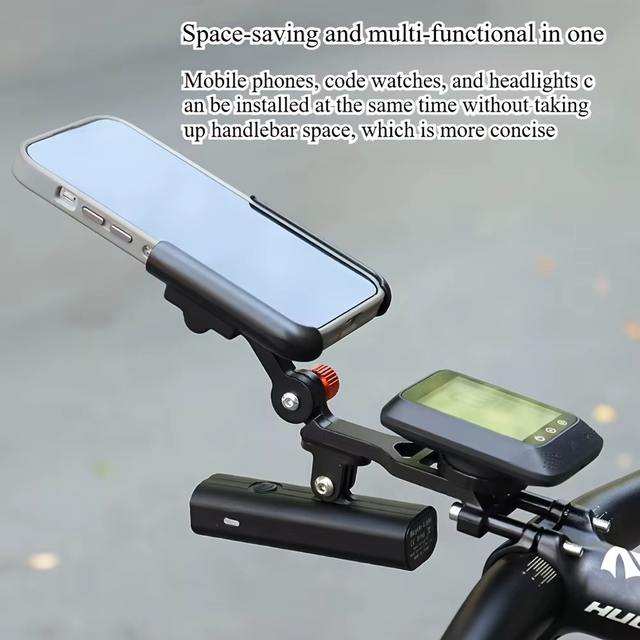 ECIOSL 3-in-1 Montagehalterung für Mountainbikes in Schwarz für Tachometer, Beleuchtung und Action-Kamera mit Anti-Shake-Funktion - Bild 6