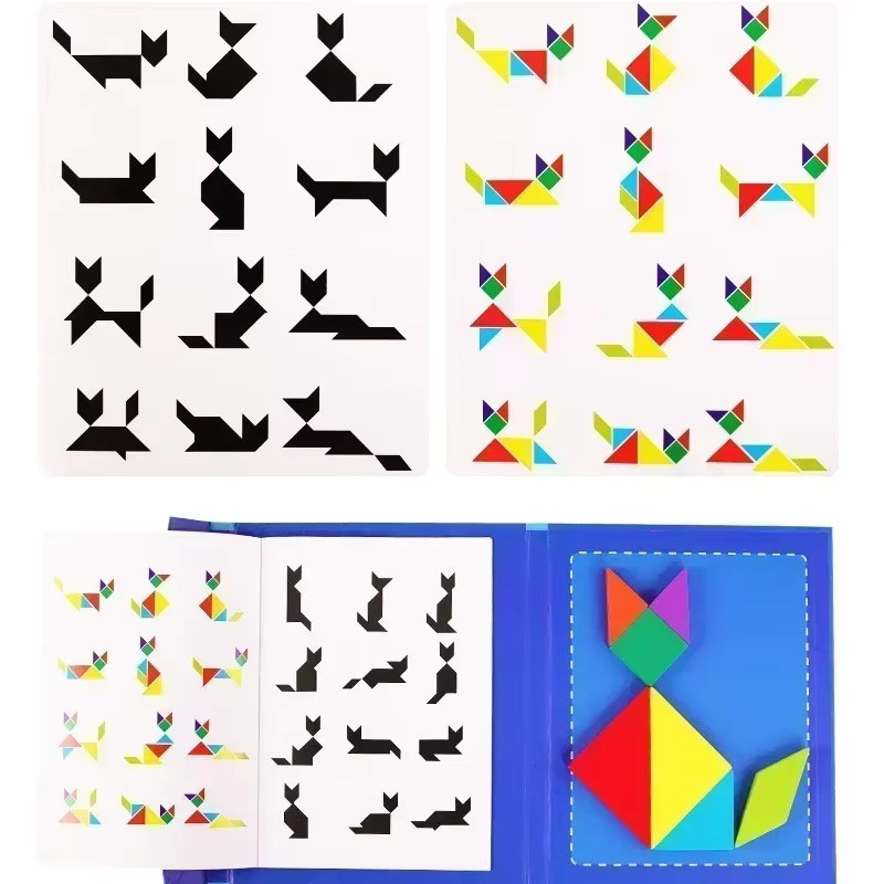 SMHXIANGQIANJIN Tangram-Puzzlebuch, Lernspielzeug aus Holz, ab 0 Jahren - Bild 4