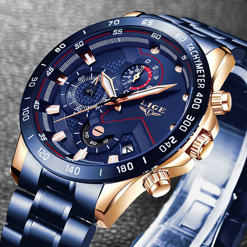 LIGE Chronograph, Edelstahl, Quarz, Datum, Herren - Bild 3