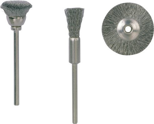 Proxxon Radbürsten Set aus Edelstahl in Silber und Bunt, Ø 22 mm, 5 Stück mit 1 Träger - Bild 1