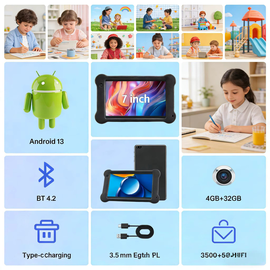 Paitanry Android 13 Tablet 7 Zoll mit 4GB RAM und 32GB ROM in Schwarz mit WLAN und Bluetooth - Bild 4