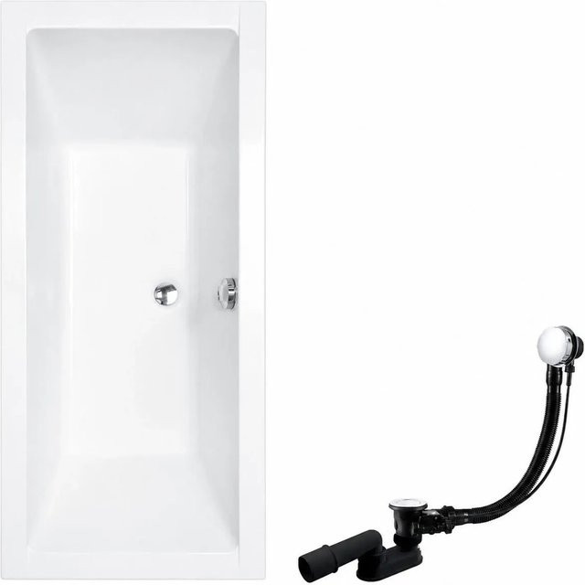 KOLMAN Badewanne Rechteck aus Acryl in Weiß inklusive Wannenträger, Ablauf und Füßen, B/T: 170 x 75 cm - Bild 1