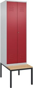 C+P Spind Classic PLUS Schwarz-Weiß-Spind mit Sitzbank, 2 Abteile, Buche-Hartholz Sitzfläche, B/T/H: 212,0 x 60,0 x 81,5 cm - Bild 1