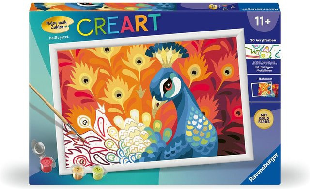 Ravensburger Malen nach Zahlen Kinder, Stolzer Pfau, Tiere, Bunt / Mehrfarbig - Bild 1
