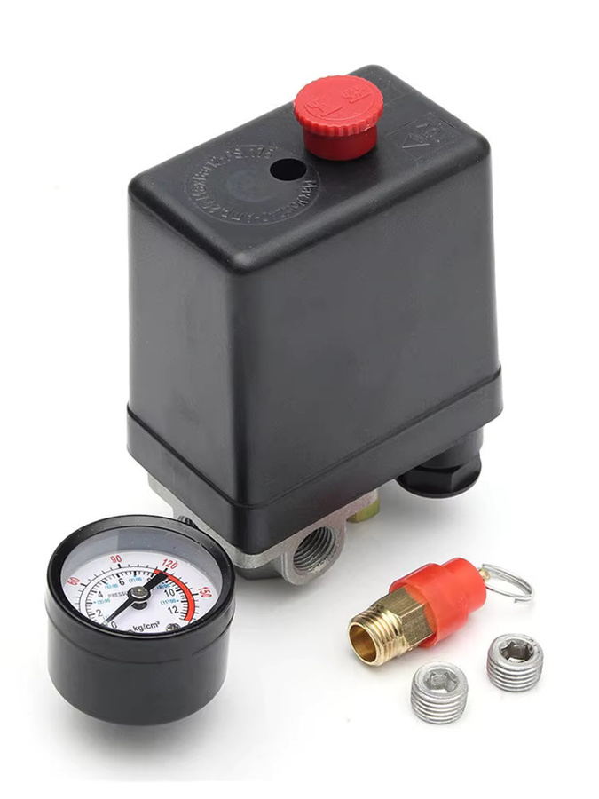 JAKYLOVE 4-Port Luftkompressor Druckschalter Verteilerregler mit Sicherheitsventil und Blanking-Platte 1/4'' BSP - Bild 5