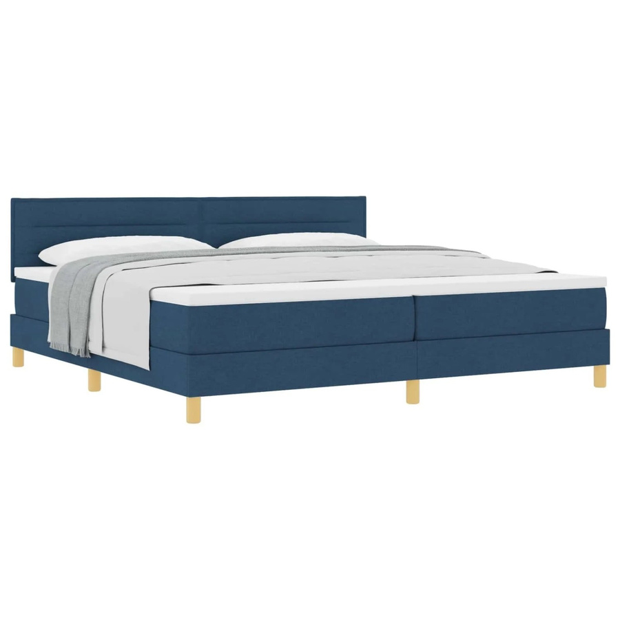 vidaXL Boxspringbett mit Matratze und Kopfteil in Blau, Hybridbett mit Taschenfederkern, B/T: 200 x 200 cm - Bild 2