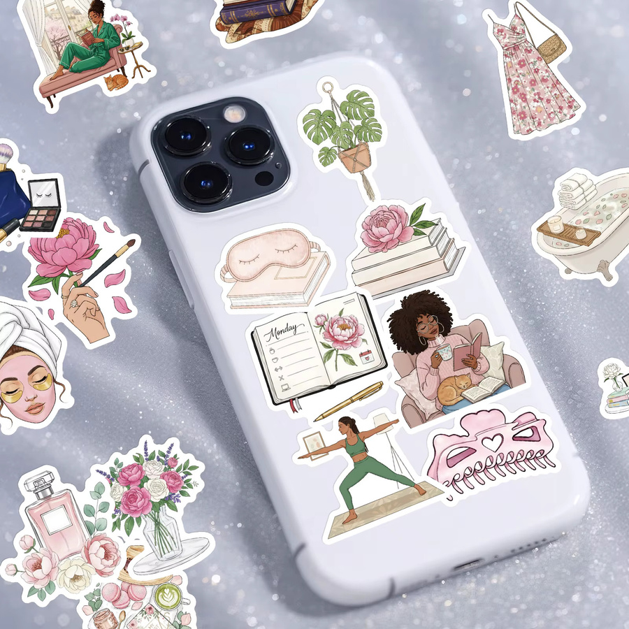 56 Stück elegante Lebens-Aufkleber für Damen, wasserfeste DIY-Sticker in Multicolour für Laptop, Notizbuch und Bürobedarf - Bild 2