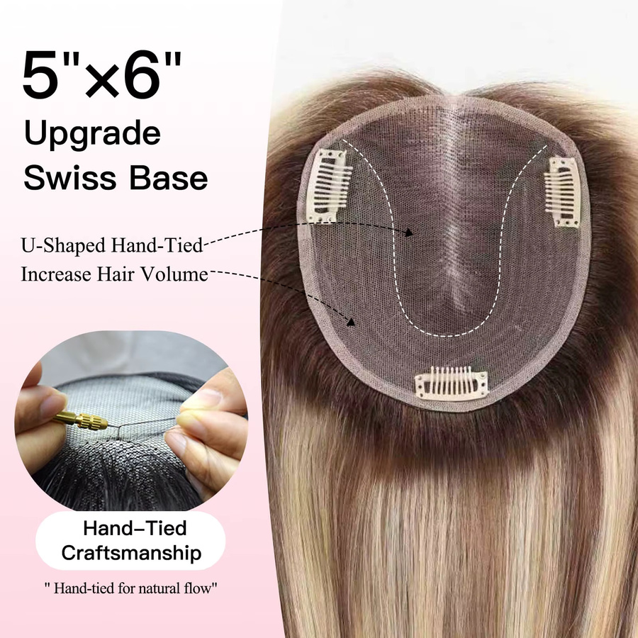 GEMMA Blond-Topper, braun gemischt, 100 % Remy-Echthaar, Damen - Bild 2