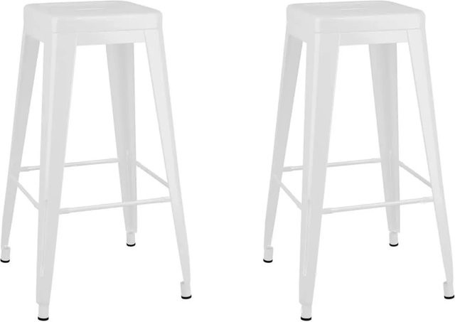 DELUKE Barhocker METO 2er Set Weiß Stapelbare Metall Barstühle im Industriestil - Bild 1