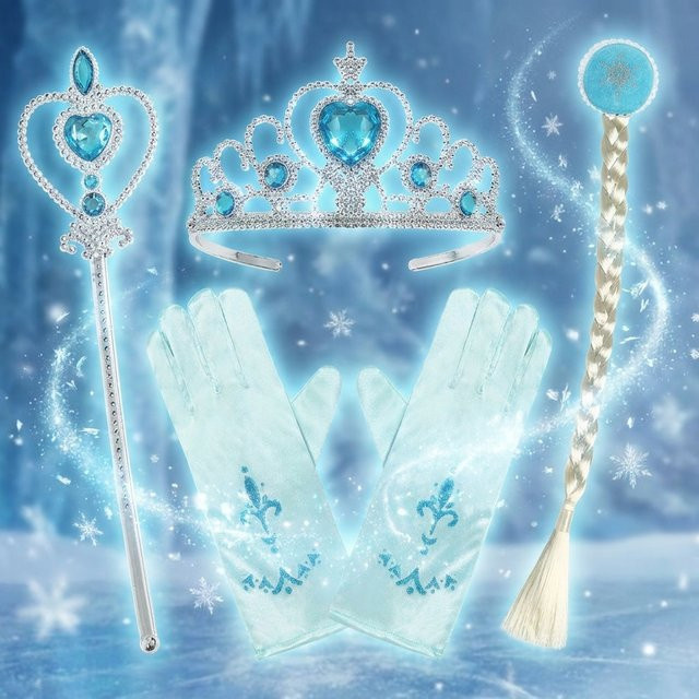 TPMG Prinzessin Kostümzubehör-Set, Blau, 4-teiliges Set - Bild 1