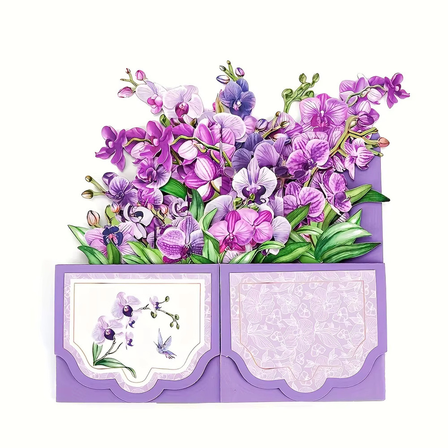 Opjoys Pink Orchid Pop-Up-Grußkarte aus Papier in Pink - Bild 3