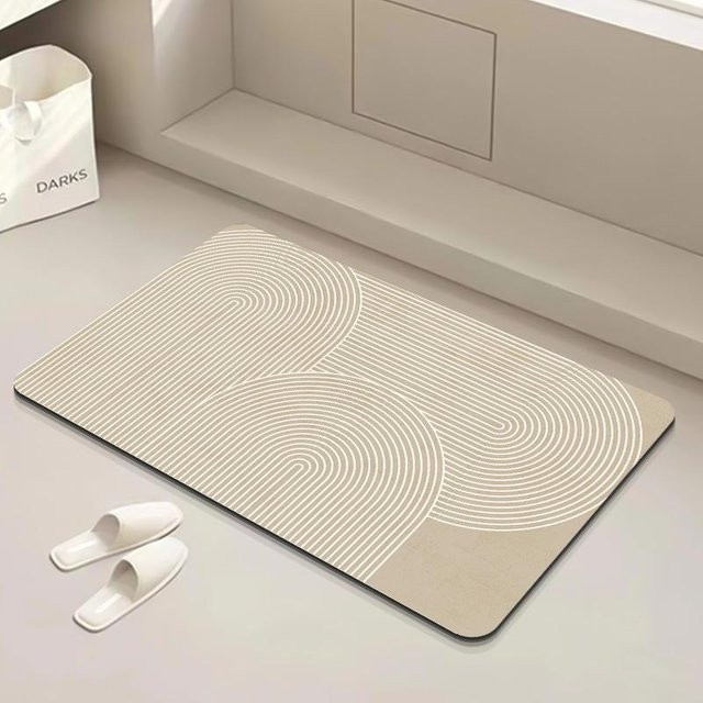 Yiran Furniture Badezimmer Matte aus Kieselgur, rutschfest und schnelltrocknend, beige, B/T: 60 x 40 cm - Bild 1